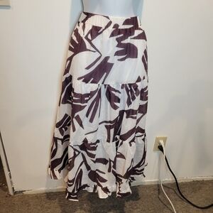 Willa Story Size M Emily Skirt In White/purple Print Flowy Cotton